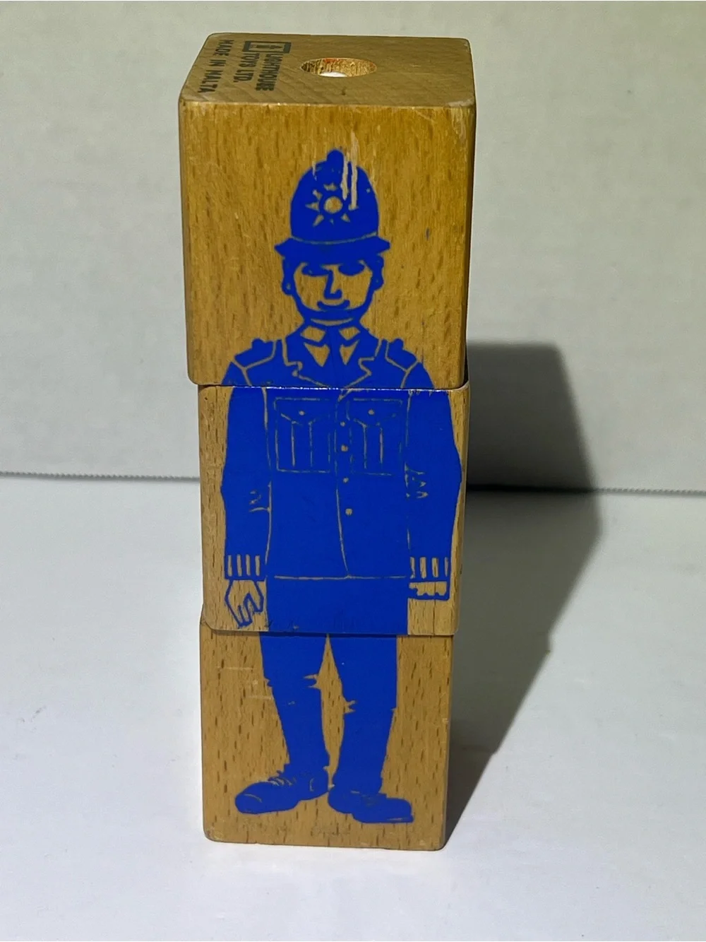 Vintage Lighthouse Toys Malta Wooden Mix & Match Character Block Puzzle
